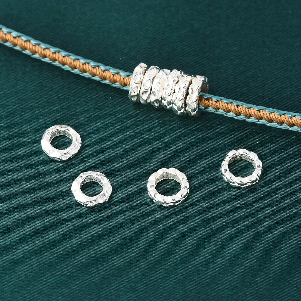6mm 8mm Soild 925 Sterling Silver Irregularity Round ring spacer beads for Jewelry Making Accessories Supplies Wholesale
