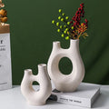 Hollow Porcelain Donuts Vase Home & Garden Decor Modern Wedding Decoration Desktop Abstract Art Ornament Set Flower Green Plant