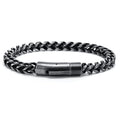 Unique Design Men Retro Press Buckle Stainless Steel Twisted Chain Bracelet Antique Silver Mens Bracelet