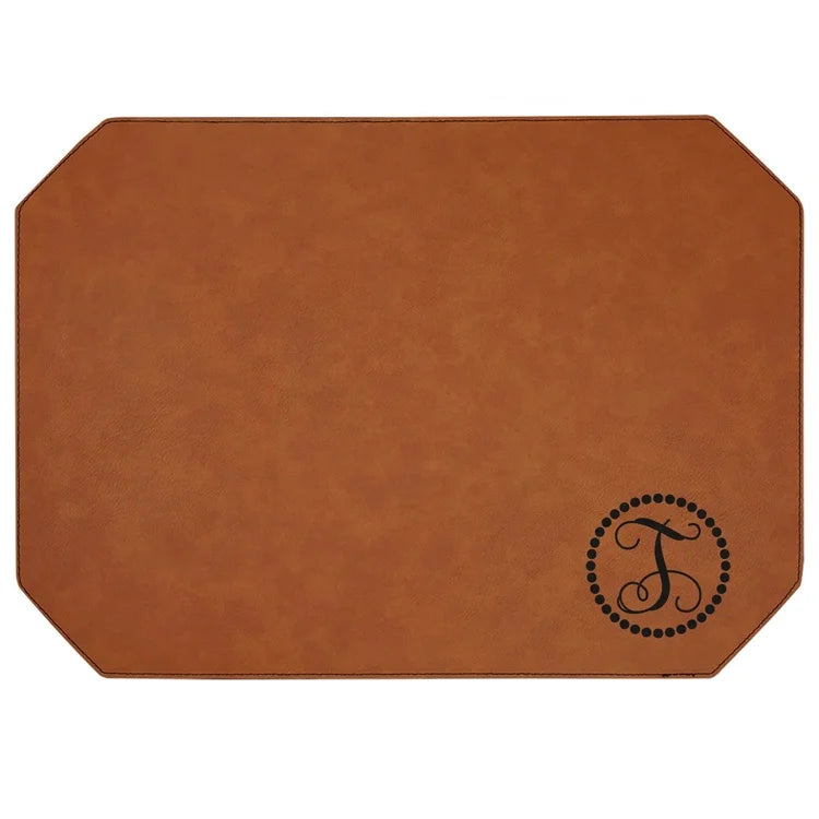 Custom Laserable Leatherette Desk Mouse Mats Leather Table Mats for Dining