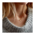Dainty Women 18K Gold Plated Stainless Steel Circle Necklace Layering Chain Choker Statement Necklace Fashion Jewelry