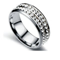 2025 Trendy Unisex Gold Silver Plated Stainless Steel Polished Couple Rings Stainless Steel Rings Diamond Rings for Women