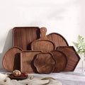 Modern Nordic Ebony Wood Utensils Tableware Eco-Friendly Tray Cake Snack Plate Irregular Service Tray