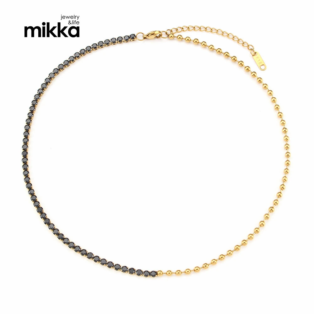 Sterling Silver Vermeil Beads Chain With Black Onyx Gemstone Beaded Choker Necklace for Beauty Girl Gift