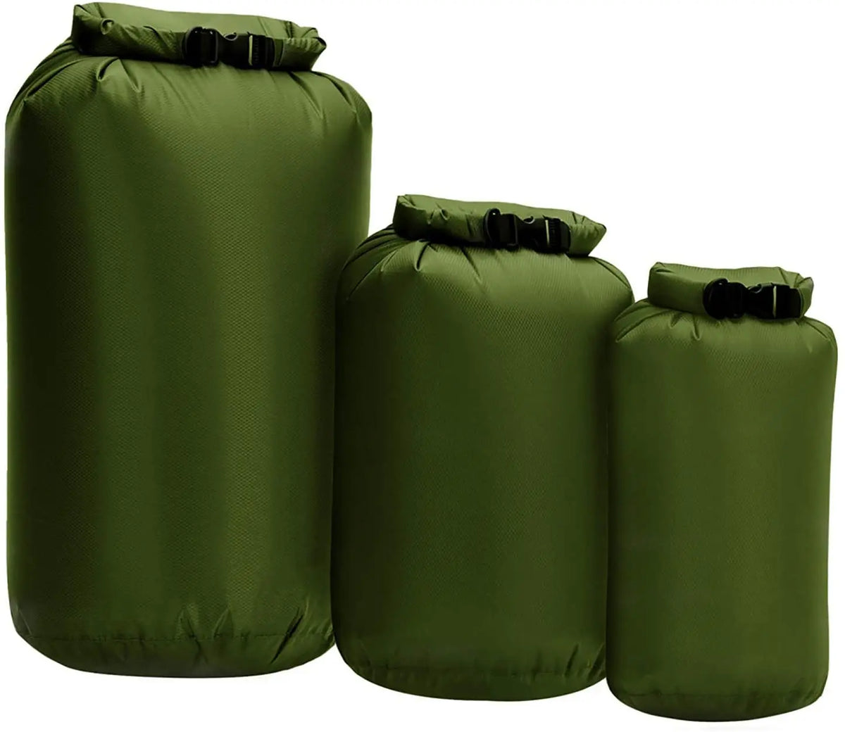 WOQI Thick Durable Waterproof Fully Submersible Roll Top Dry Bags (20L/10L/5L) for Kayaking Boating Water Sports & Camping