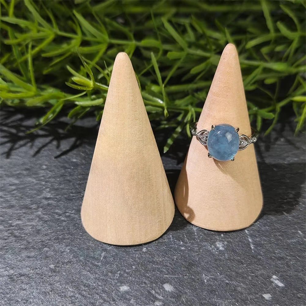 Amazing Jewelry Real Stone Women Claw Setting Gemstone Healing Crystal Rings Natural Quartz Aquamarine Rings for Birthsay Gift
