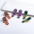 Vintage Colorful Shiny Rhinestone Ethnic Earrings Studs Diamond Glass Drop Earrings for Women