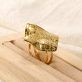 Nabest Stainless Steel Irregular Textured Ring Waterproof Jewelry Gold Plated Adjustable Engagement Rings for Women