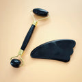 Hongzhuo Best Tool for Beauty Slimming Facial Jade Roller with Black Obsidian Gua Sha for Massaging Eye Head Neck and Body