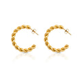 Chris April in Stock 316L Stainless Steel PVD Gold Plated Chic Rope Twisting Hoop Earring for Women