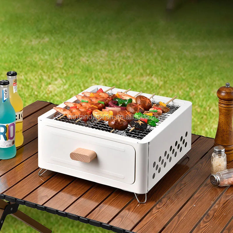 Modern Iron Powder Coated Smart Outdoor BBQ Firewood Rocket Stove Camping Cooking Grill Remote Control Oxygen Depletion Safety