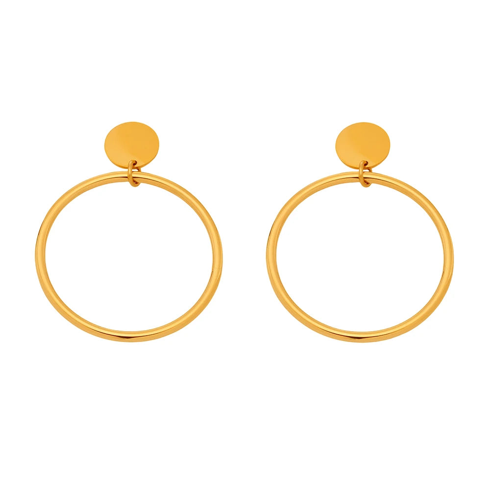 Classic Ins Style 18k Real Gold Stainless Steel Hoop Earrings