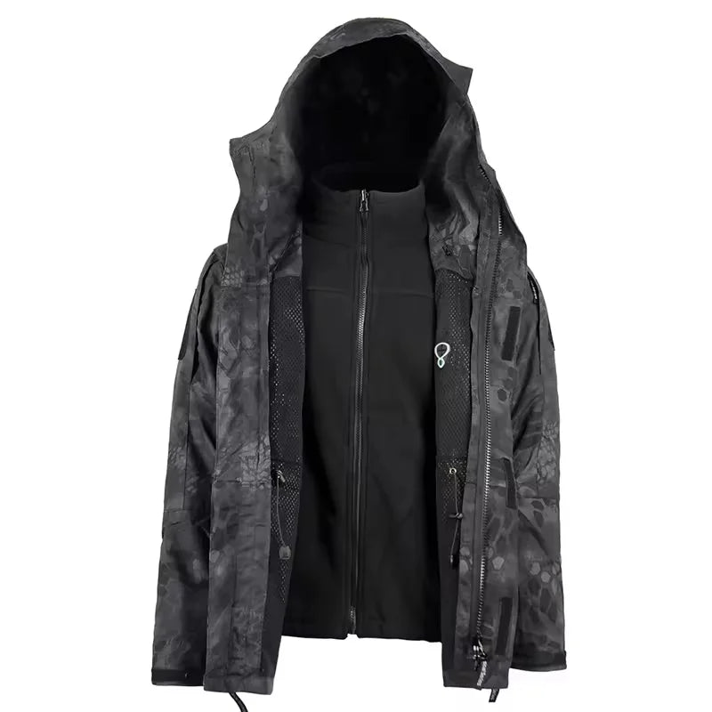 Roewe  Plus Velvet Warm 3 in 1 Windproof Tactics Jacket Hunting Camouflage Jacket with Fleece Linner