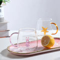 High Borosilicate Glass 3D Starfish Little Rabbit Water Glass Custom Animal Coffee Milk Mug With Colored Handle