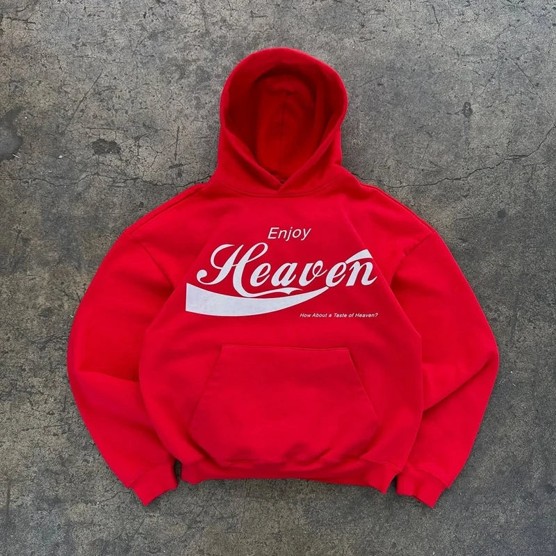 High Quality Custom Graphic Printing Hoodies Oversized Heavyweight Cotton Screen Printing Red Pullover Hoodie