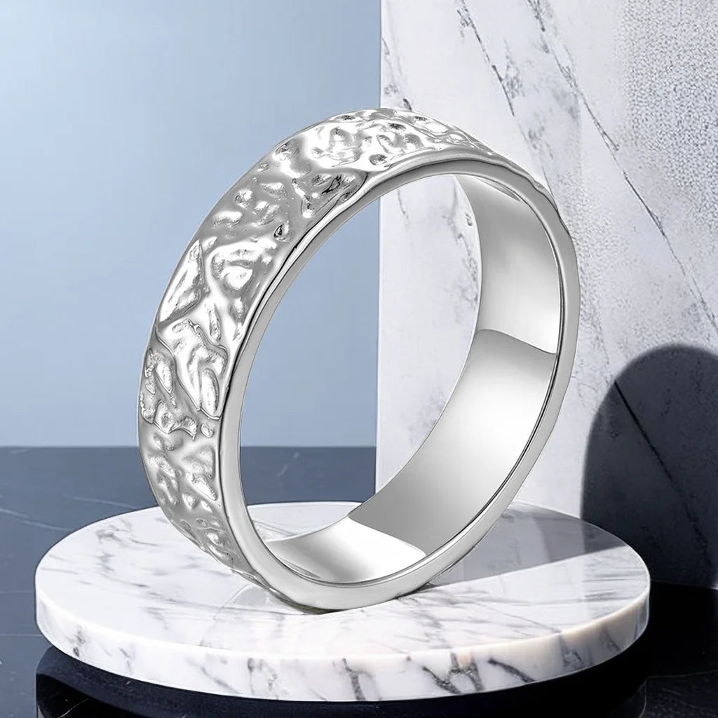 LULUFOCUS S925 Sterling Silver Individuality Small Jewelry Ins Style Female Irregular Pattern Index Ring