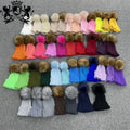 Wholesale Custom Knitted Beanie Hats for Women and Men Soft Faux Fur Pom Pom Winter Hats Warm Stretchable Unisex Skull Cap