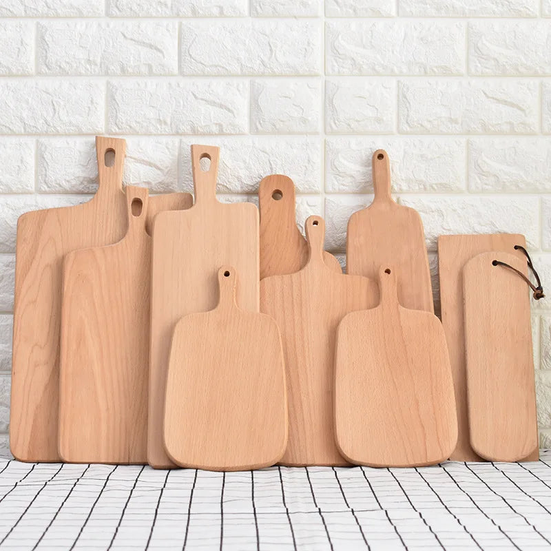 Beech Acacia Wood Kitchen Rectangle Pizza Cheese Cutting Board Wooden Cutting Board with Handle