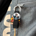 In Stock Souvenir Photo Blank Key Rings Sublimation Round Shape Blacks PU Leather Sublimation Key Chain