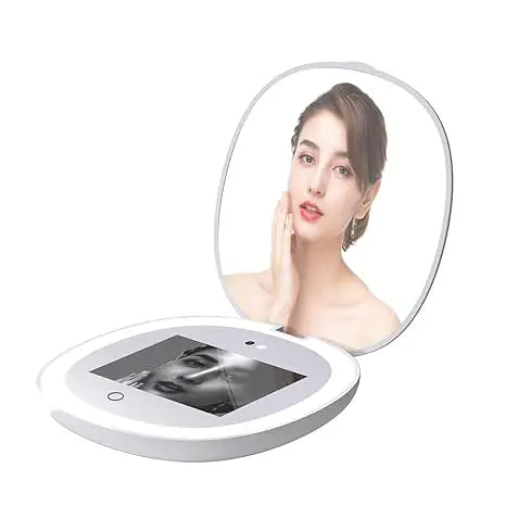 3X Magnification UV Makeup Desktop Cosmetic Mirror LED Travel Mirrored for Sunscreen Test