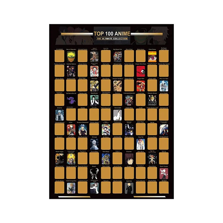 Custom Large Size 100 Colorful Icons Scratch Anime Poster Anime Poster Scratch Off