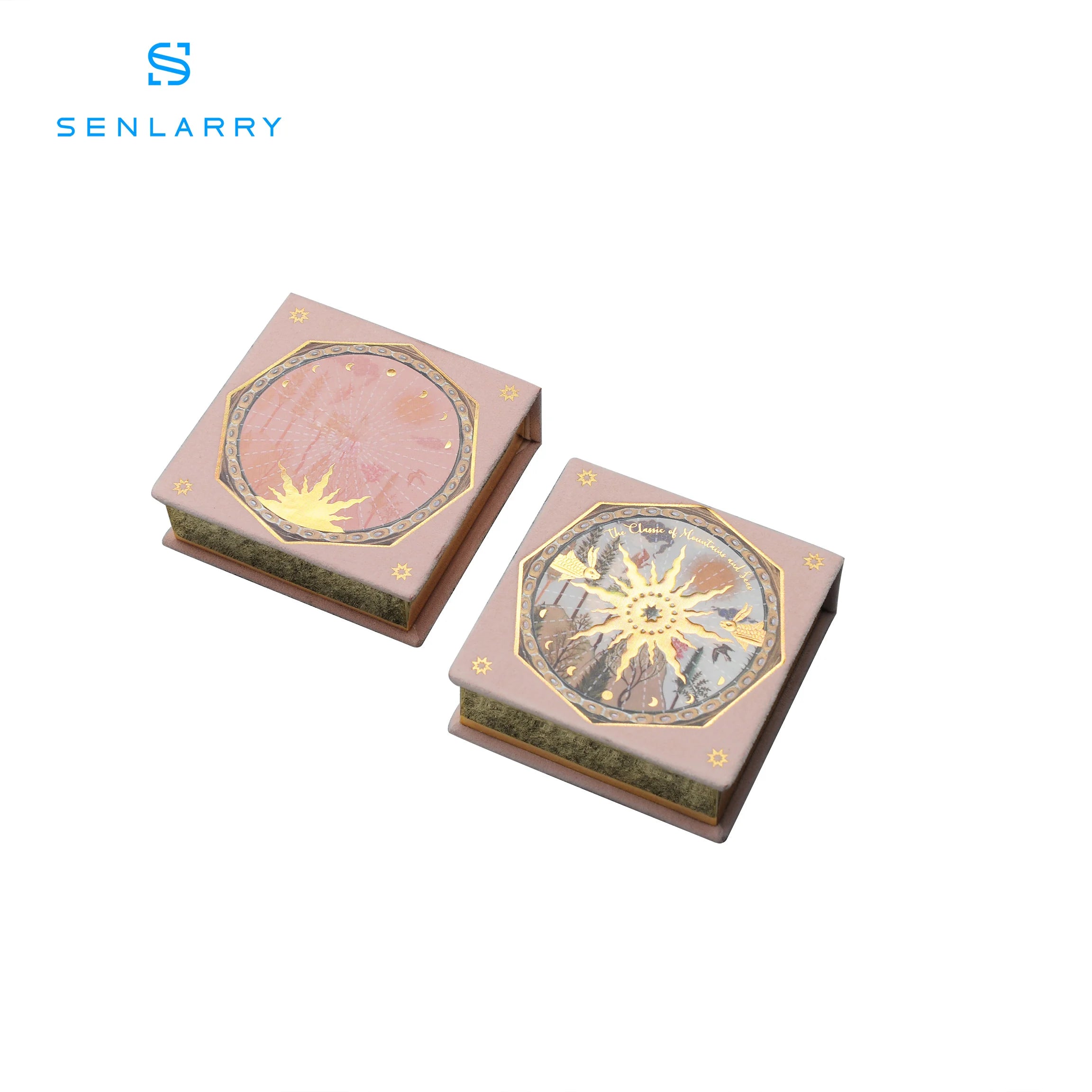 Luxury Flocking Custom Cosmetic Empty Eyeshadow Palette Packaging with Embossing Matt Lamination UV Coating Box