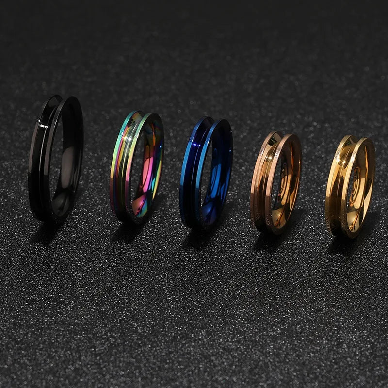 Anello in Acciaio Inossidabile Wholesale 6 Colors Stainless Steel Ring Minimalist Jewelry 18K Gold Plated Rings for Women