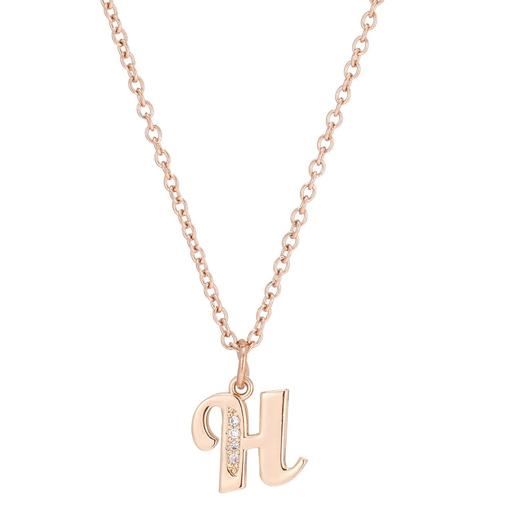 Hot Sale Initial Alphabet Pendant Fashionable Personalized Name Necklace A-Z 26 Crystal Letters Stylish Stainless Steel Jewelry