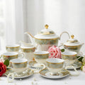 KAROSA 17pcs Embossed Gold Decorations Porcelain Bone China Ceramic Coffee Tea Cup Set Luxury Style for Afternoon Tea Set