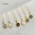 Simple Round Initial Pendant Gold Necklace Custom Logo Stainless Steel Necklace 2022 Summer Women Letter Necklace Gold Plated