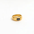 Fenny 18K Gold Plated Wholesale Ready to Ship Fashion Shiny Smooth Black Stone Stainless Steel Finger Ring Trendy for Women