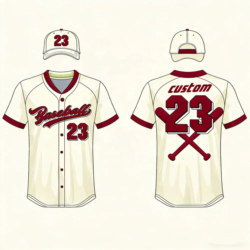 Young Baseball Ice Cream Jerseys for Kids Softball Shirt Uniform Set Customization Team Logo Wholesale