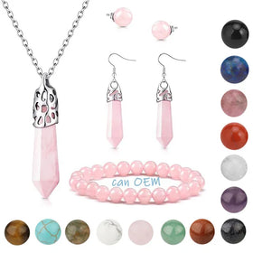 Crystal Rose Quartz Cat Paw S925 Silver Necklace and Bracelet Crystal Paw Set for Women Gemstone Jewelry Valentine Gift