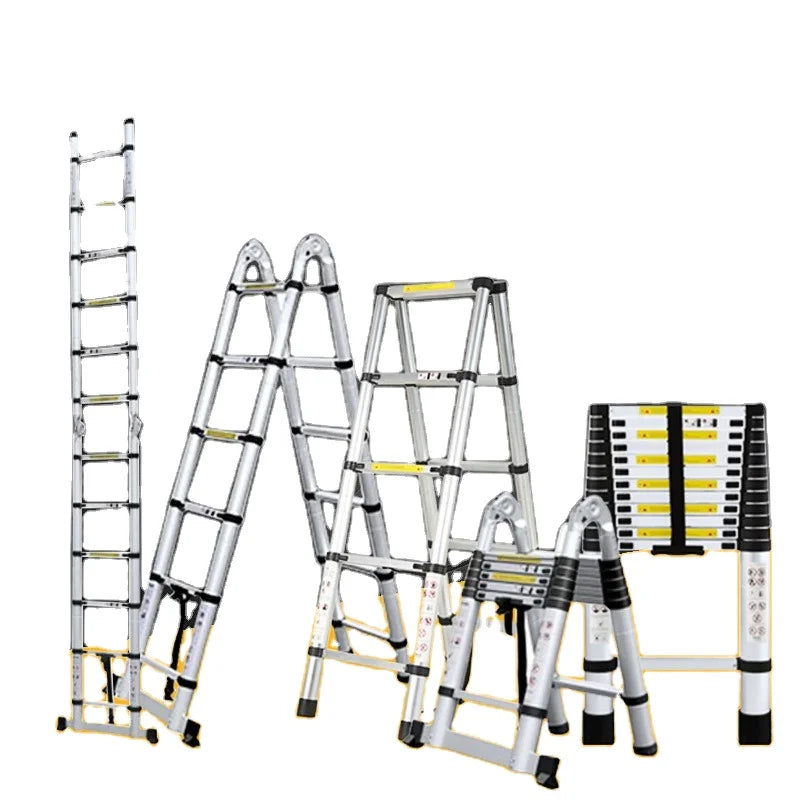 Modern Portable Aluminum Alloy 6063 1.6m Household Folding Telescopic Ladder with 150kg Load Capacity and Multi-Position Design