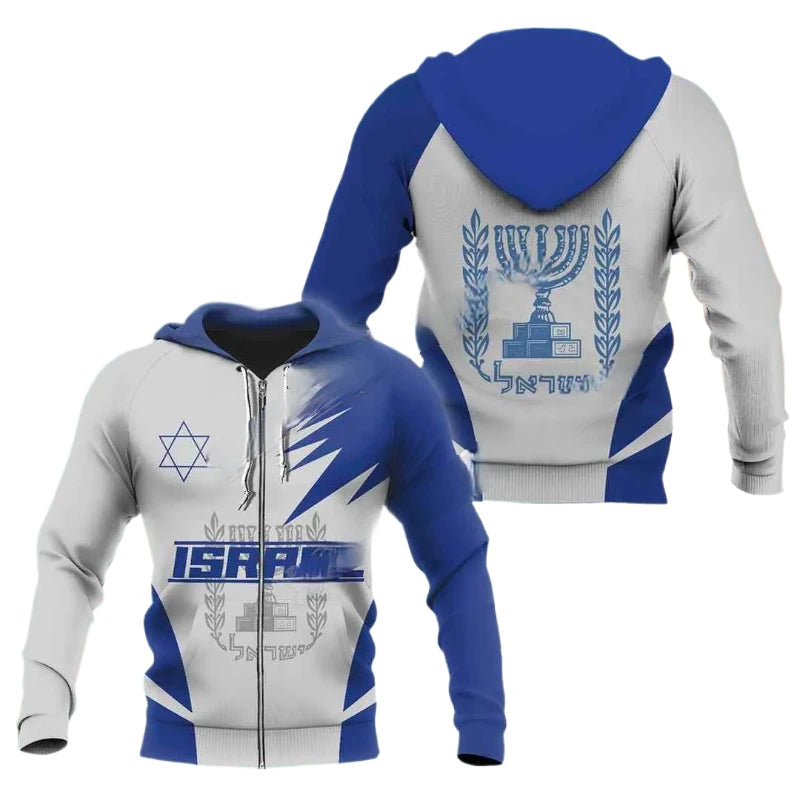 Fitspi Israel National Emblem Country Custom 3d Printed Hoodie Man Pullover Sweatshirt Hooded Jacket Jersey Tracksuits