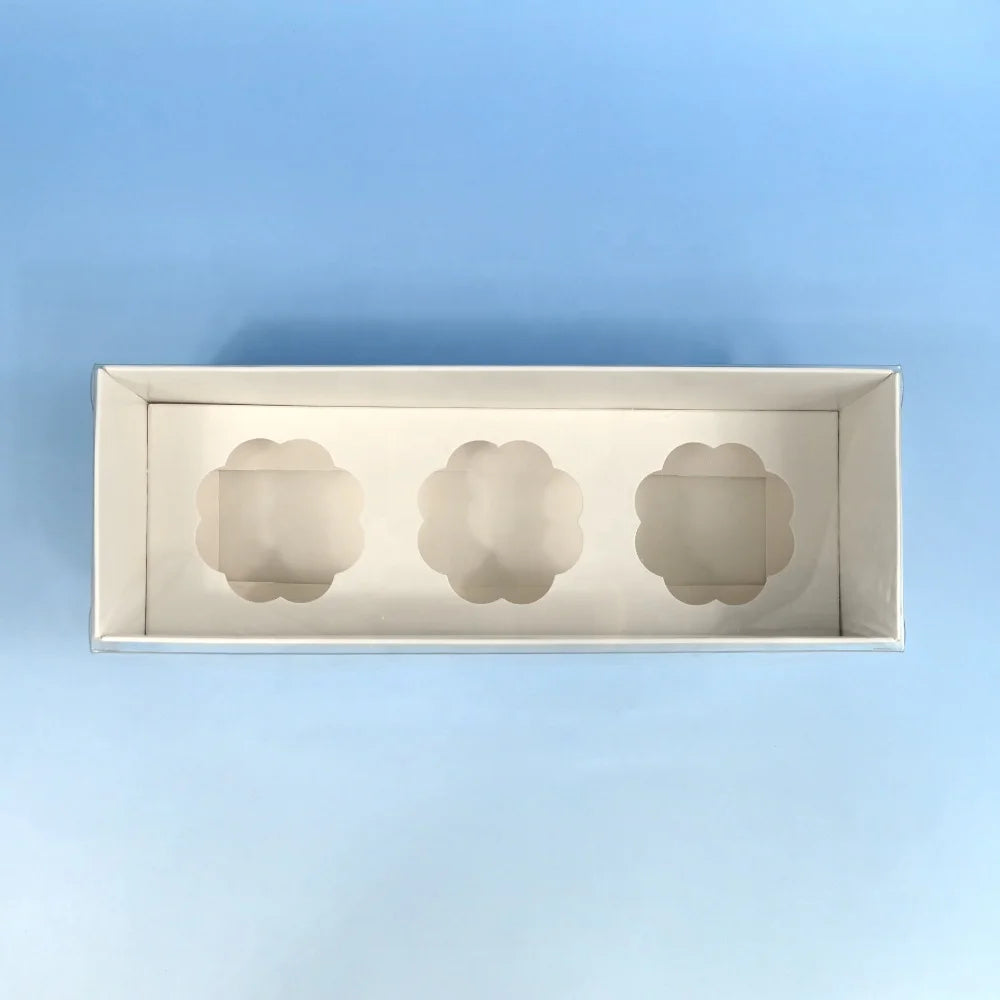XJH 3 Cavities Cupcake Boxes With Clear Lid Muffin Cup Cake Box for Birthday Party
