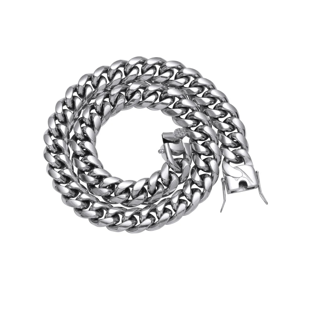 SC006  14mm Stainless Steel Cuban Link  Chain Hip Hop Chain Necklace