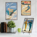 SKI Vintage Tin Wall Sign Snow Retro Metal Printing Plate Sign Winter Cabin Home Man Cave Wall Decor