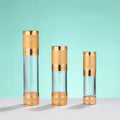 Shinning Gold Plastic Skincare Cosmetic Packaging 30ml 50ml Refilled Airless Pump Bottle Cosmetic Spray Bottle