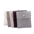 CSMD Chinese Manufacturers Wholesales Envelope Type Thick Velvet Luxury Snap Button Embossing Gray Pouches for Jewelry Packaging
