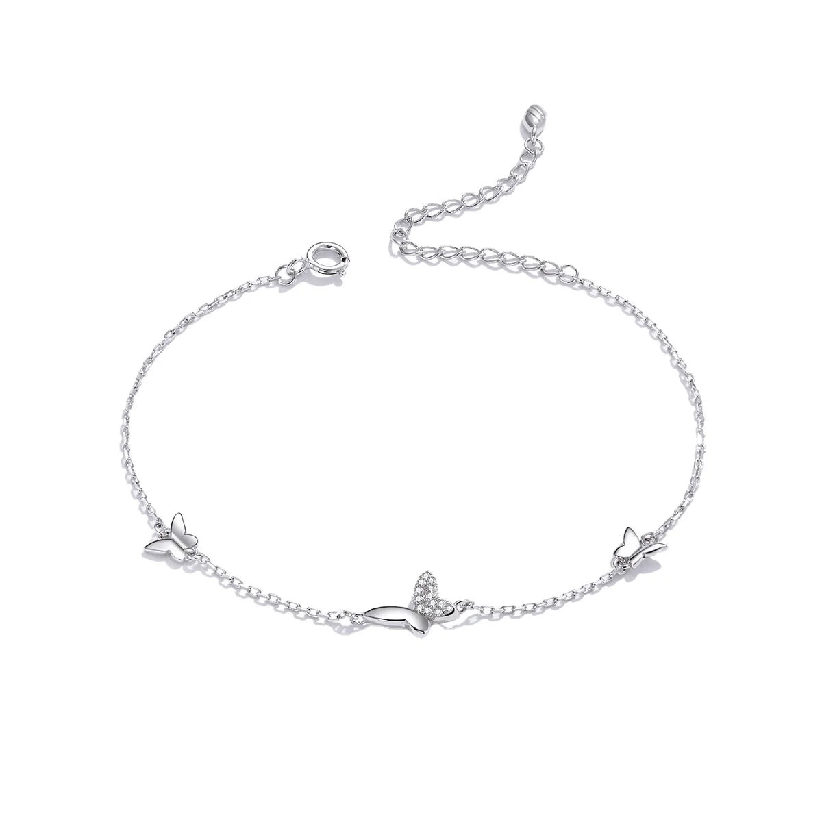Good Quality Fine Silver Jewelry CZ Bracelet 925 Sterling Silver Accessories Women Butterflies Zircon Link Chain Bracelet