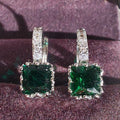 Delicate Diamond Emerald Geometric Hoop Earrings Sparkle Iced Out Cubic Zirconia Square Huggie Earrings for Women Girl