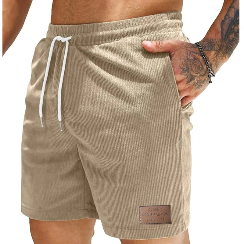 Men's Summer Training Fitness Shorts Hot Sale Corduroy Athletic Gym Workout Activewear Quick Dry Breathable Pocket Solid Pattern