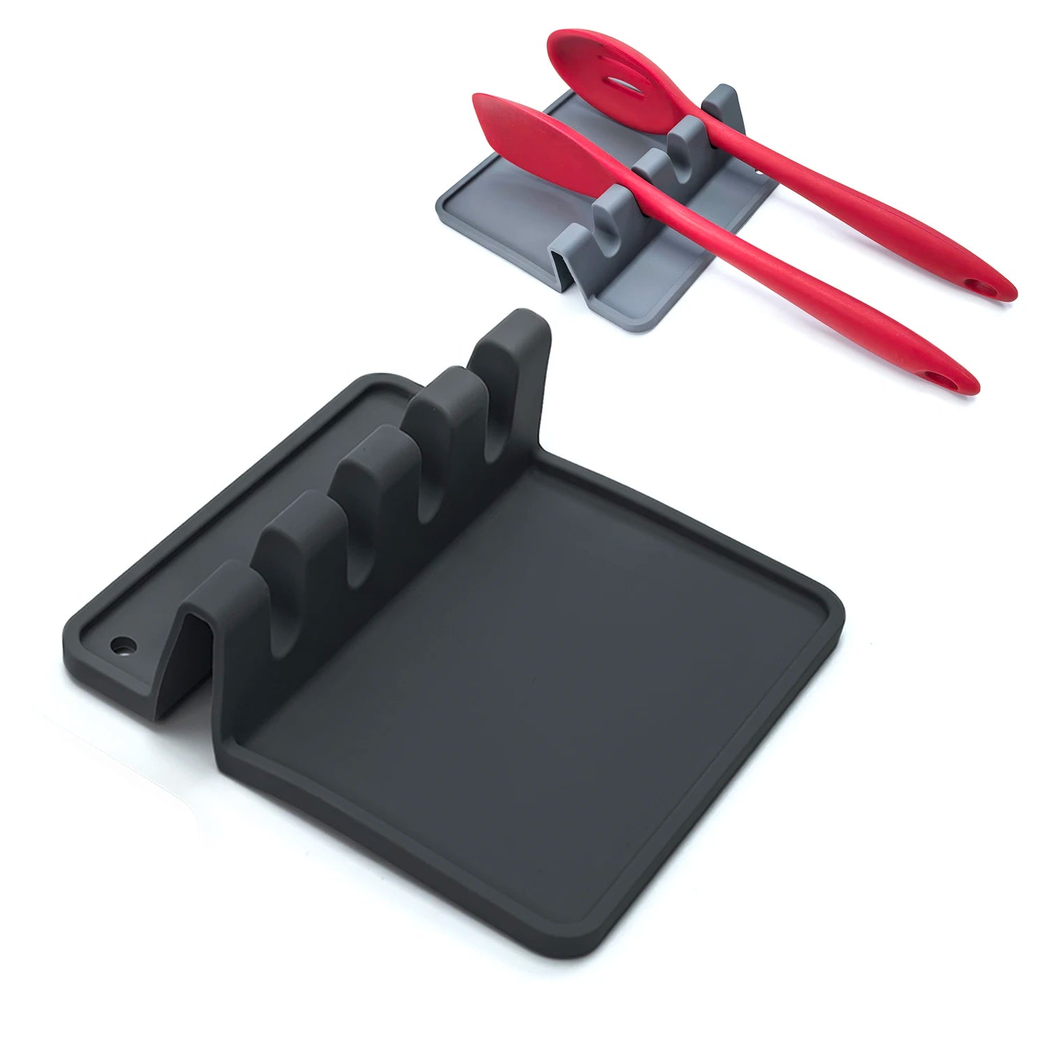 Heat-Resistant Silicone Spoon Holder Kitchen Accessories Cooking Tools Holder With Drip Pad Spoon Rest