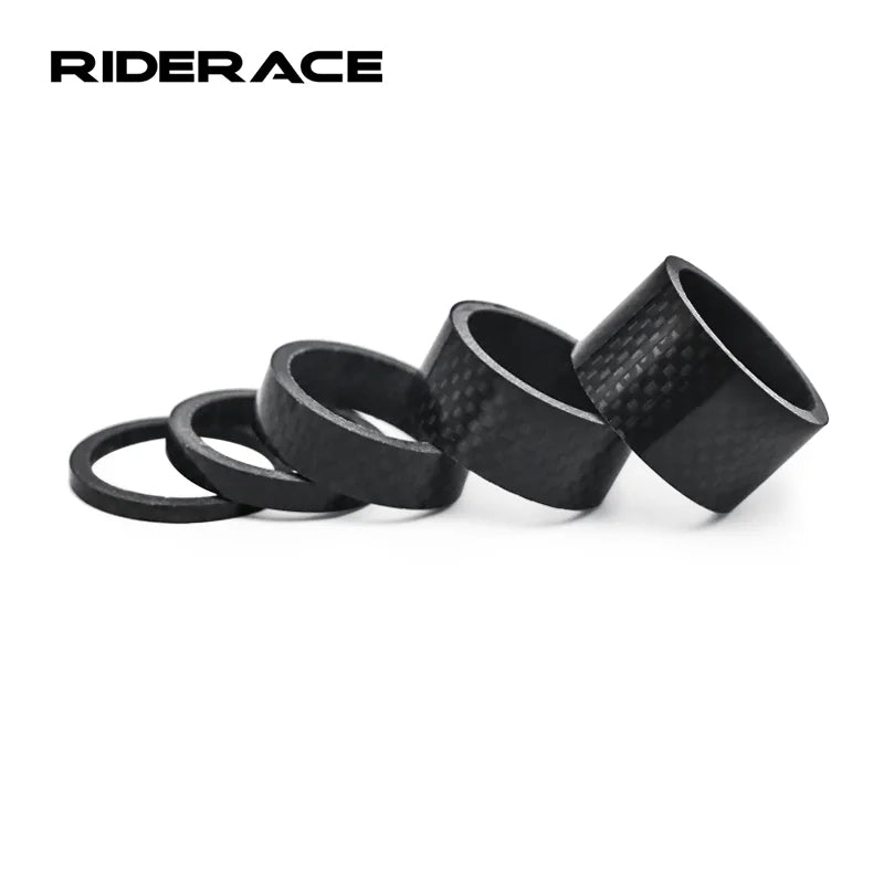 RIDERACE 5 Pcs/Set Mountain Bicycle Headset Spacer Durable Carbon Fiber Bike Front Fork Stem Washer Cap Durable Cycling Parts