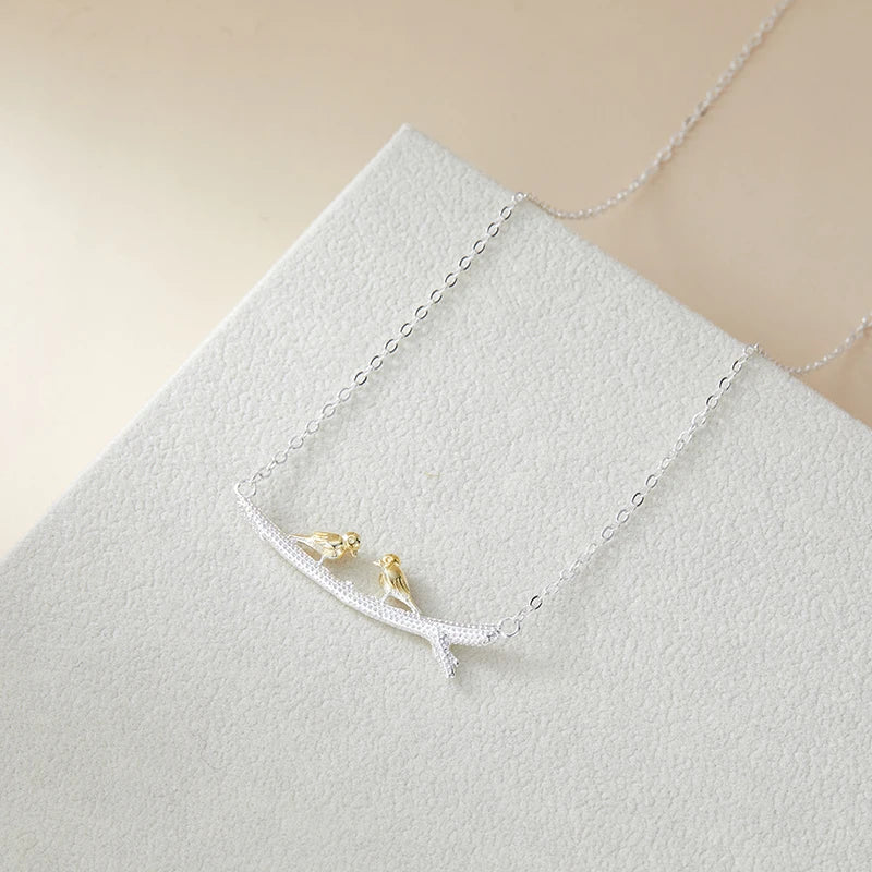 925 Sterling Silver   Birdie Gold  Necklaces &amp; Pendants for Women Fashion Lady Festival Gift Sterling-silver-jewelry