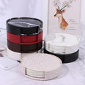 6PCS Hot Sale PU Leather Round Coaster Tea Pad  Coaster Set With Holder