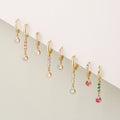 Classic Design Round Gemstone Pendant Plated Hoop Earrings Gold Ready to Ship Elegant 18K Stone Party Earrings Brass Zircon