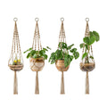 Dropshipping 40\" Boho Style Macrame Plant Hangers Indoor Outdoor 4 Pcs Hanging Planter Basket Jute Rope Flower Pot Home Garden