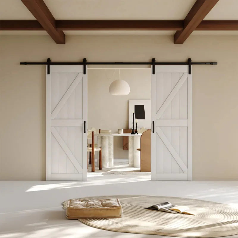 Wish Modern Double Solid Wood Barn & Sliding Doors with Sound Insulation for Residential Use Customizable Size